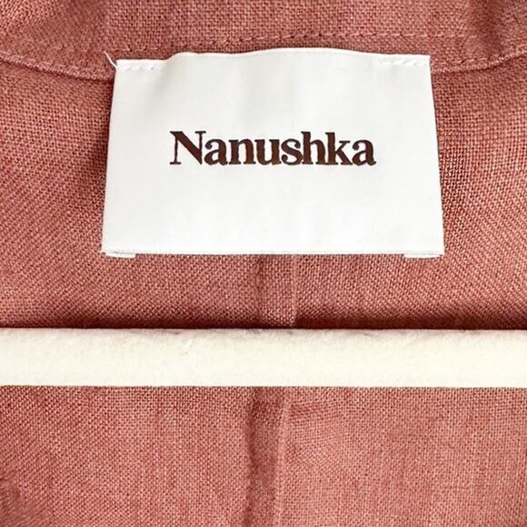 Nanushka Taiga Linen Mini Dress Small Brown NEW - Picture 7 of 9